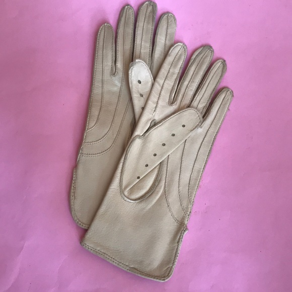 Vintage Accessories Vintage Sand Color Leather Gloves Poshmark
